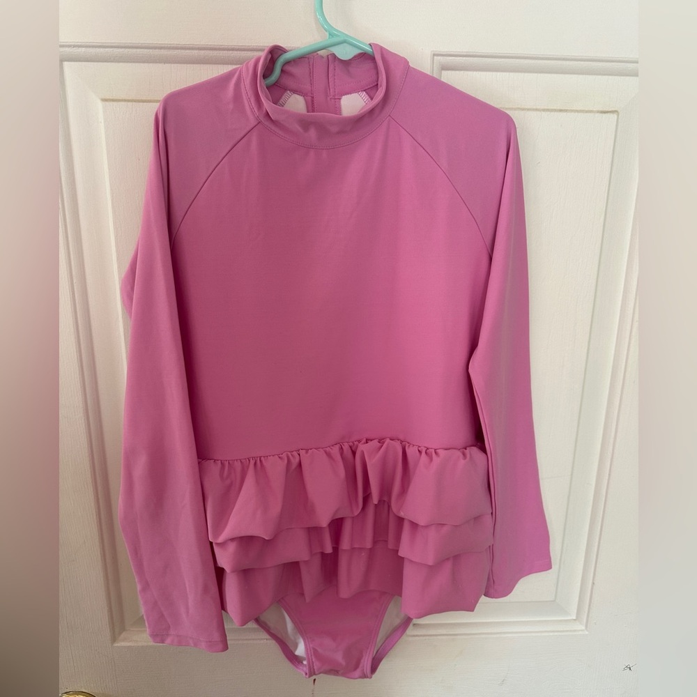 Coolibar Kids Pink Rashguard with Ruffles